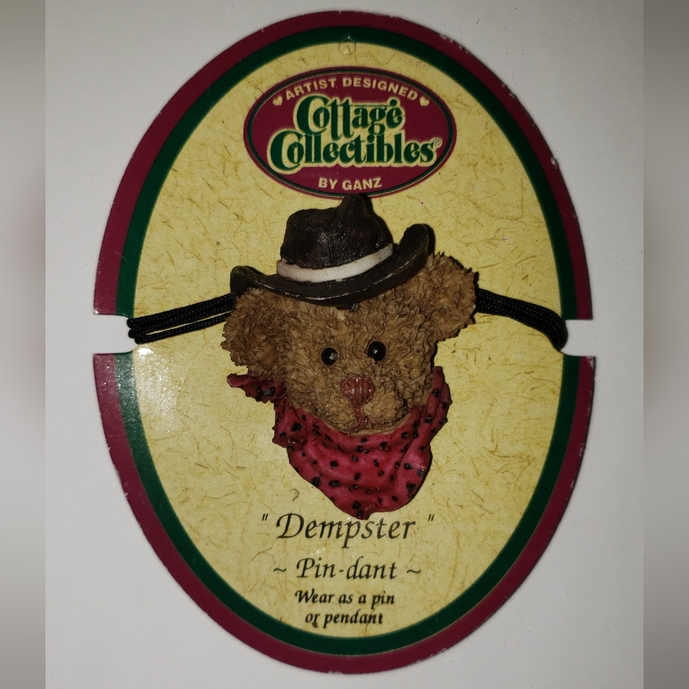 GANZ Brown Bear Pin-Dant with Black Hat and Red Scarf